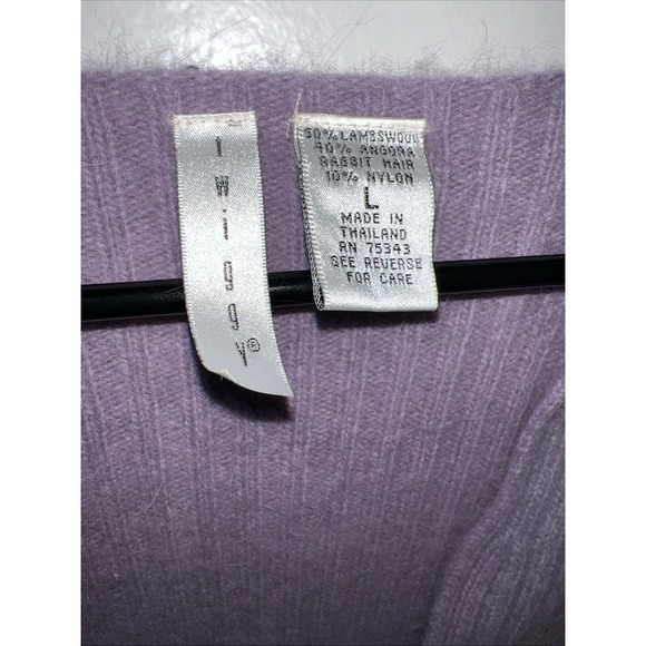 Vintage Cardigan Womens Large Lavender Lambswool Angora Rabbit Coquette Soft - Picture 5 of 12
